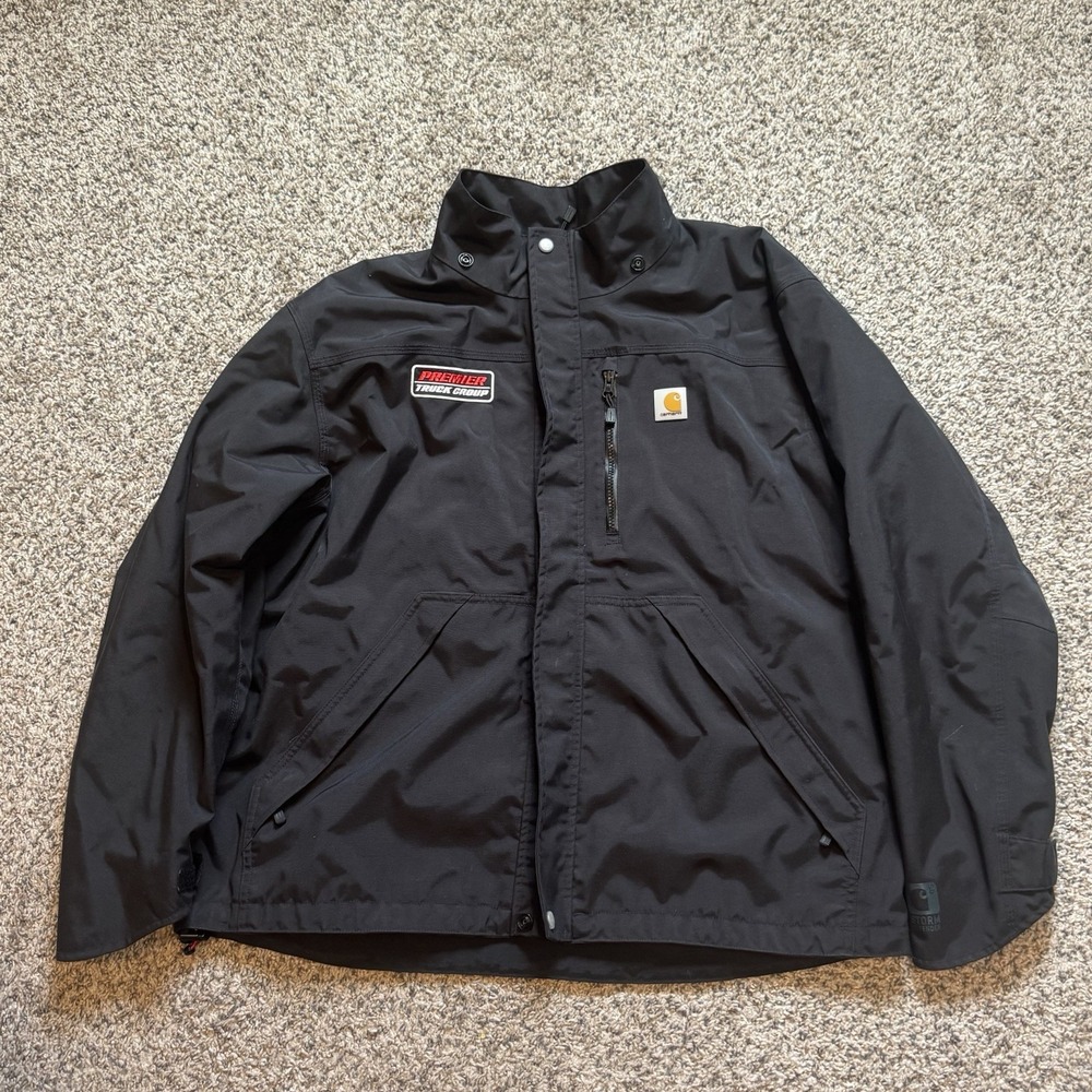 Carhartt J162 001 Storm Defender  Rain Jacket Black Size XL Logo No Hoodie
